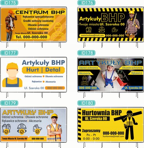 BANER REKLAMOWY 100x50cm projekt w cenie oczkowany ARTYKUŁY BHP na Arena.pl