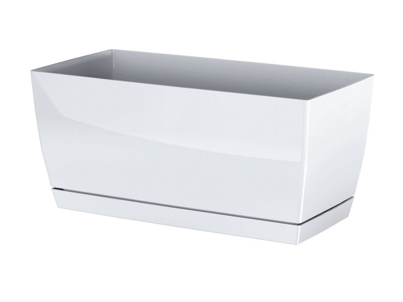 Doniczka COUBI DUPP400 z podstawką | Biały, Kształt Prostokątny, Wymiary 19x39x18 cm, Kolor Biały, Prosperplast zdjęcie 1