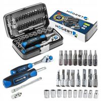 HOGERT ZESTAW NASADKI BITY KLUCZE NASADOWE KOMPLET KLUCZY NASADOWYCH 38szt.