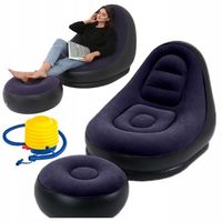 FOTEL DMUCHANY WELUROWY LEŻAK Z PODNÓŻKIEM PUFA SOLIDNY OGRODOWY