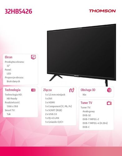 Thomson Telewizor 32 LED 32HB5426 na Arena.pl