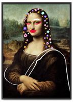 Plakat w ramie Mona Lisa w kwiatach 50x70 cm w czarnej ramie