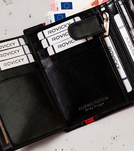 pionowy portfel męski z zasuwanym schowkiem — rovicky na Arena.pl