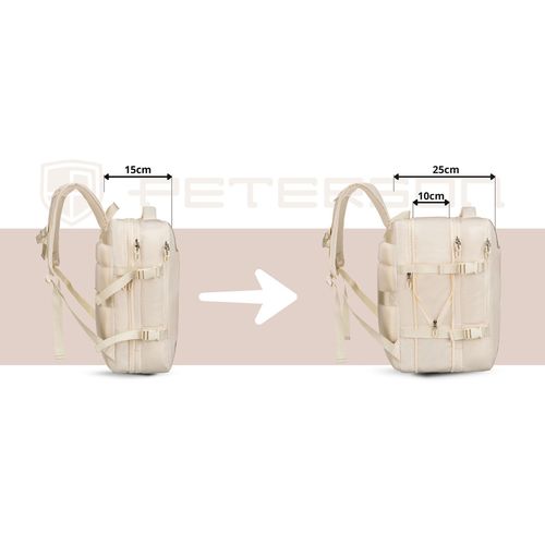 praktyczny plecak podróżny w kolorze ecru, wyposażony w siatkowaną na Arena.pl