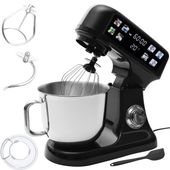 Robot planetarny kuchenny mikser z misą 6l panel LED waga łopatka czarny