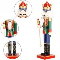 DZIADEK DO ORZECHÓW DREWNIANY ozdoba świąteczna XXL figurka PREMIUM 38 cm