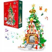 Klocki świąteczne domek elfów z choinką i pozytywką ozdoba Boże narodzenie
