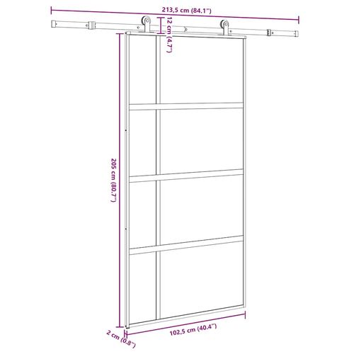 Drzwi przesuwne z osprzętem, 102,5x205 cm, szkło i aluminium na Arena.pl