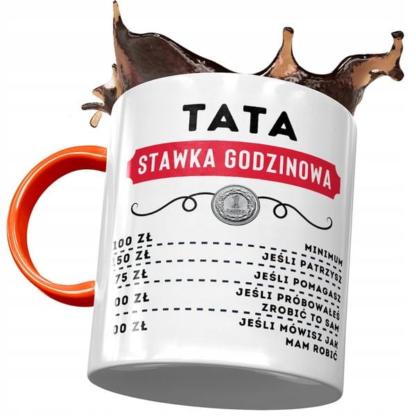 Kubek Pomarańczowy Dla Taty Ojca Na Dzień Taty Z Nadrukiem Ze Zdjęciem zdjęcie 1