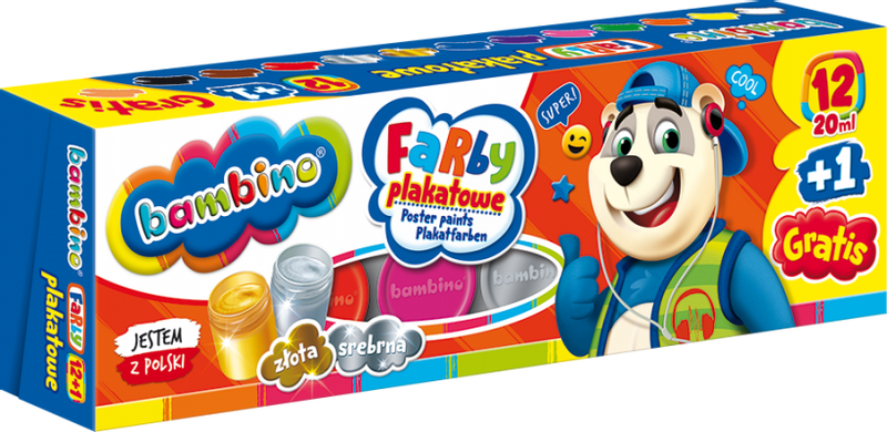 FARBY PLAKATOWE 12+1 KOL 20ML BAMBINO zdjęcie 3