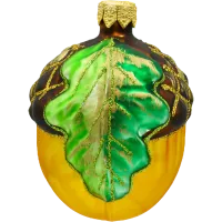 Bombka choinkowa szklana: Żołądź z liściem