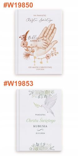 Biblia dla dzieci Prezent Chrzest Pamiątka Chrztu Komunii Nadruk na Okładce na Arena.pl