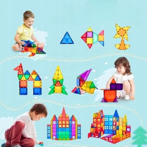 KLOCKI MAGNETYCZNE DUŻE PANELE EDUKACYJNE KONSTRUKCYJNE ZESTAW KARUZELA na Arena.pl