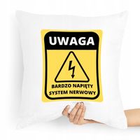 Poduszka Zabawny Prezent Uwaga Bardzo Napięty Z Nadrukiem Ze Zdjęciem