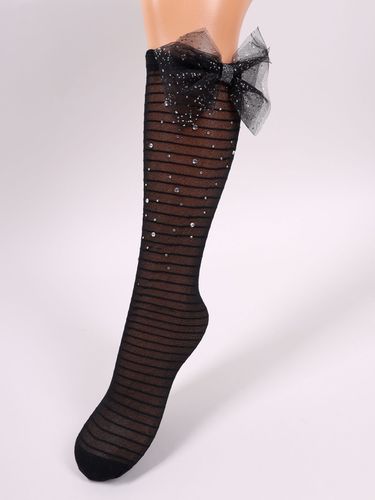 Podkolanówki dziewczęce rajstopowe z jetami i kokardą czarne 27-30 YOCLUB na Arena.pl
