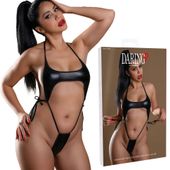 Minimalistyczne Seksowne Body Typu Wetlook Bodysuit With Halter Daring S/M