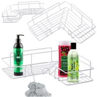 PÓŁKA ŁAZIENKOWA DO ŁAZENKI POD PRYSZNIC NAROŻNA LOFT WISZĄCA HACZYK BIAŁA