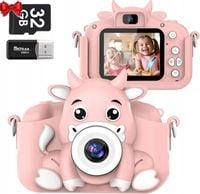 Aparat Cyfrowy dla Dzieci Dziecka Fotograficzny Różowy 1080p + 32GB Karta