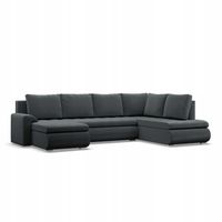 NAROŻNIK FORESTA XXL Z OTOMANĄ CIEMNY SZARY KANAPA KRONOS VELVET