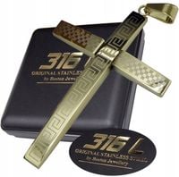 DUŻY ZŁOTY KRZYŻ KRZYŻYK NA ŁAŃCUSZEK STAL CHIRURGICZNA BOSTON JEWELLERY