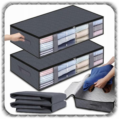 2x ORGANIZER NA POŚCIEL KOŁDRĘ POKROWIEC POJEMNIK Ubrania Pod Łóżko na Arena.pl