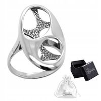 Pierścionek srebrny pr. 925 Pierścień z Owalnym Elementem Ażurowym | r. 17