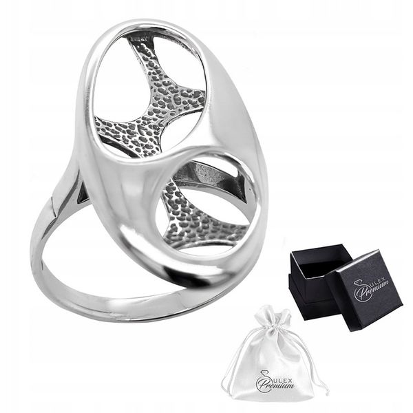 Pierścionek srebrny pr. 925 Pierścień z Owalnym Elementem Ażurowym | r. 17 zdjęcie 1