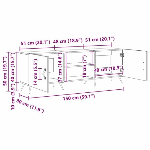 Szafka pod telewizor Czarny dąb 150 x 30 x 50 cm na Arena.pl