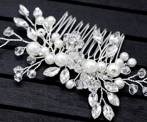 Do Włosów Srebrny Grzebyk Ozdoba Perełki Kryształy na Arena.pl