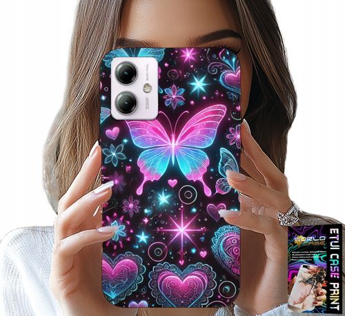 ETUI DO MOTOROLA MOTO G14 - KOLOROWY MOTYLEK SERCE MODNE WZORY CASE na Arena.pl