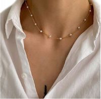 NASZYJNIK ZŁOTY PEREŁKI ŁAŃCUSZEK LEKKI