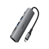 Hub stacja dokująca 6w1 USB-C - UAB-A USB-C HDMI SD 4K 60Hz PD 90W - szara