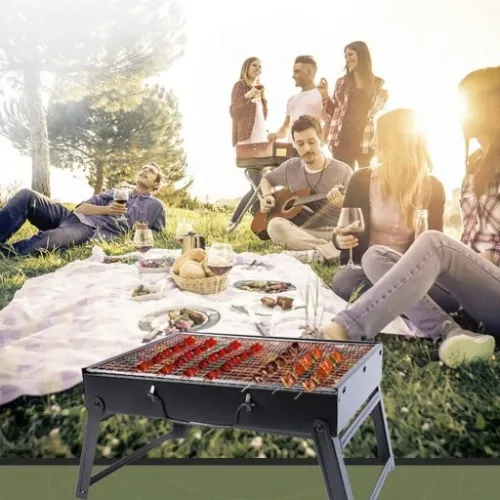 GRILL TURYSTYCZNY WĘGLOWY SKŁADANY PRZENOŚNY KEMPINGOWY WALIZKA BBQ na Arena.pl