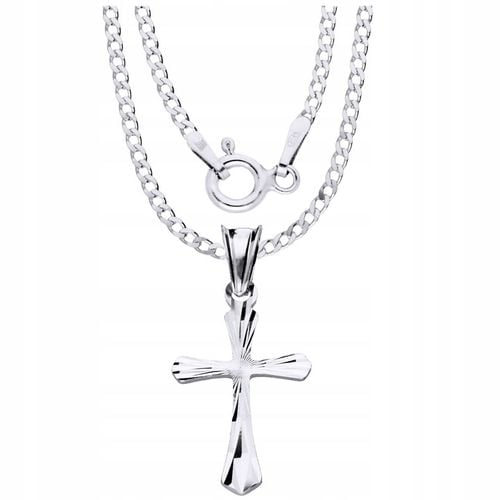 Srebrny Łańcuszek 925 Krzyżyk Komunia Chrzest Bierzmowanie Grawer na Arena.pl