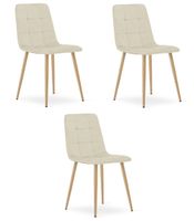 Krzesło tapicerowane beżowe KARA aksamit 3 szt loft nowoczesne kuchnia