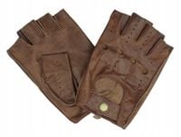 Skórzane Rękawiczki Samochodowe - Brązowe, Bez Palców (Półpalcowe) - M