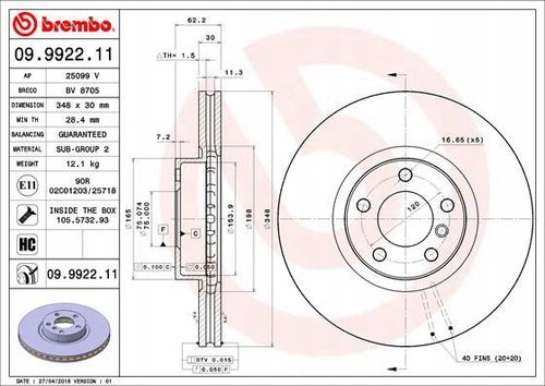 TARCZA HAM PRZOD 348X30 V BREMBO na Arena.pl