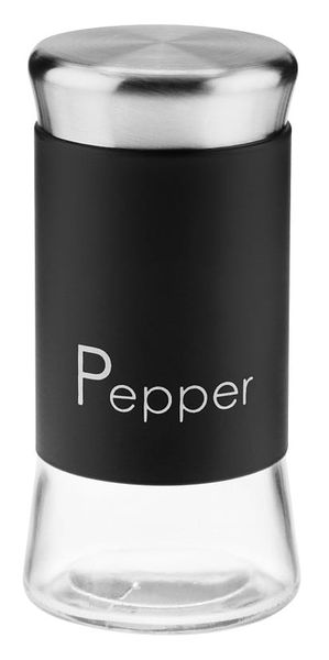 Przyprawnik pojemnik szklany pieprz GRENO 150 ml stal napis PEPPER czarny zdjęcie 1