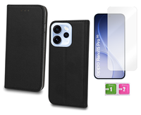 Etui z klapką do OPPO RENO 15 PRO 5G czarny magnetic case + szkło na ekran
