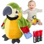 Interaktywna Gadająca Papuga Tańczy Powtarza Zdania Przedrzeźniacz +Baterie