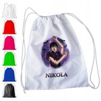 WOREK PLECAK SPORTOWY NA WF DLA DZIECI - WEDNESDAY ADDAMS + IMIĘ! NETFLIX