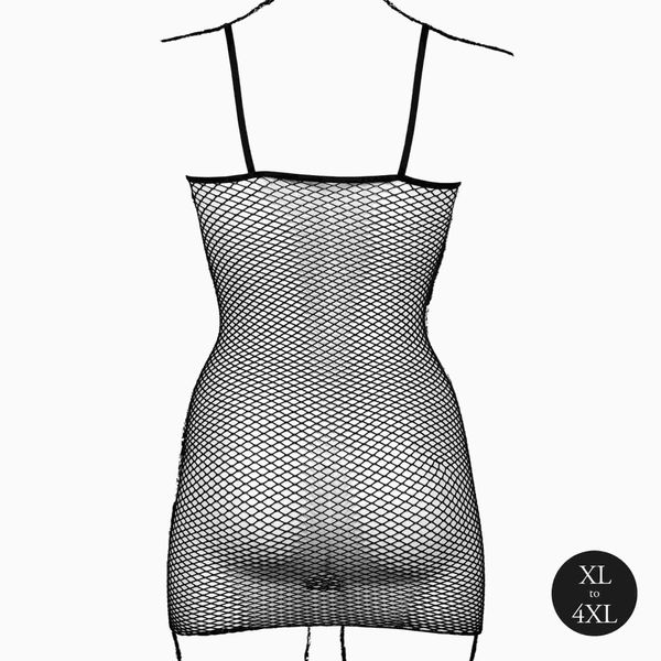Short Dress With Fishnet Structure And Spaghetti Straps zdjęcie 10