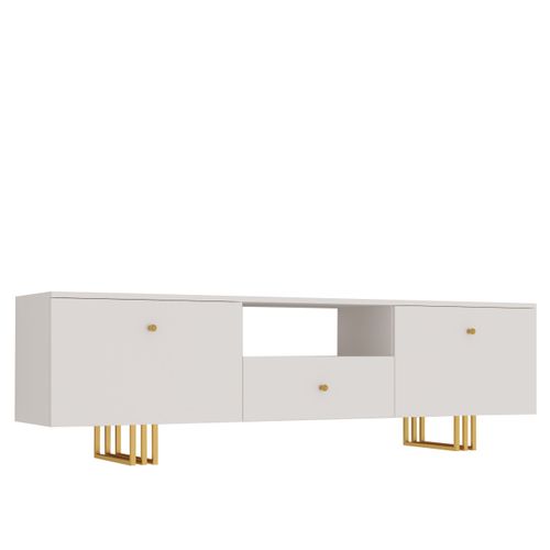 SZAFKA RTV KLARA 150 KASZMIR BEŻ ZŁOTY nogi metal salon na Arena.pl