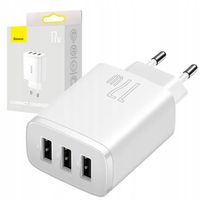 BASEUS SZYBKA ŁADOWARKA SIECIOWA UNIWERSALNA DO TELEFONU 3x USB KOSTKA 17W