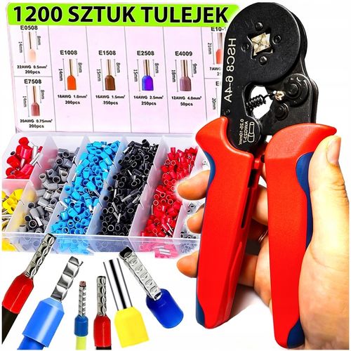 ZACISKARKA PRASKA KONEKTORÓW TULEJEK KOŃCÓWEK KABLI PRZEWODÓW ZESTAW x1200 na Arena.pl