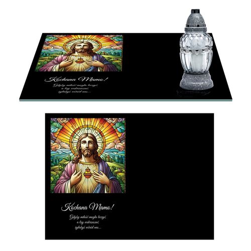 SZKLANA PODSTAWKA POD ZNICZE 50 WZORÓW Z DEDYKACJĄ 40x30cm na Arena.pl