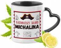 Kubek Czarny Z Uszkiem W Kształcie Serca Dla Michaliny Idealny Na Prezent
