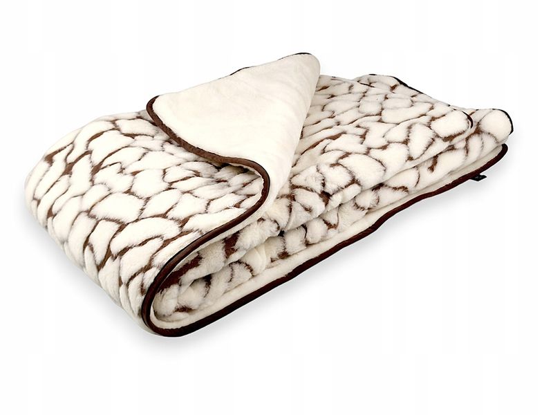 KOŁDRA WEŁNIANA 160x200 KASZMIR GIULIA WOOLMARK KK3 ECRU INDYGOSKLEP zdjęcie 2