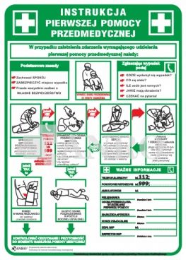ZESTAW INSTRUKCJI TABLIC BHP PPOŻ PIERWSZA POMOC na Arena.pl