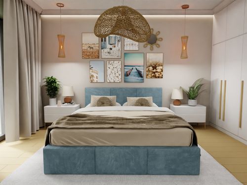 ŁÓŻKO TAPICEROWANE DO SYPIALNI 140x200 ŁÓŻKO PODWÓJNE Z POJEMNIKIEM MORSKIE na Arena.pl